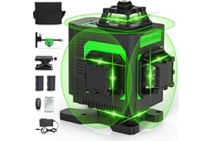 Housolution Laser Level, 4x360° 4D Cross Line Laser for Construction and Picture Hanging, 130Ft 16 Green Laser Level 360 Self