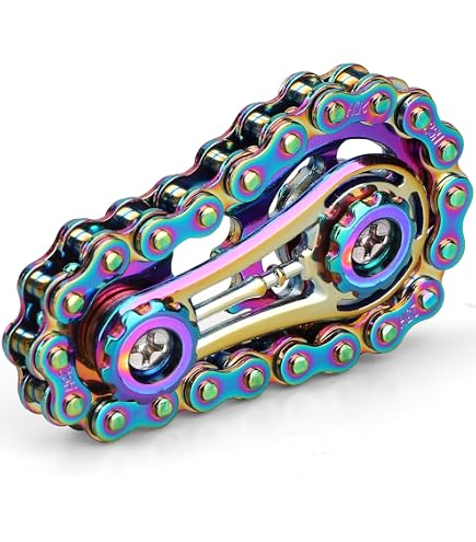 Yeefunjoy Fidget Chain Toys, Bike Chain Gear, Rodamiento Duradero y Liso | Double Gears Juguetes utilizados para aliviar el estrés, la ansiedad, Regalo de cumpleaños para Adultos y niños, Plata
