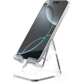 HZZADZXW Acrylic Cell Phone Stand for Desk, Clear Thickened Phone Holder with Stable Desktop Design, Transparent Stand Compatible with iPhone, Android Smartphones, 4&ndash;8 Inch Devices, Clear