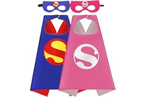 Mizzuco Superhero Capes for Kids Cloak with Mask Halloween Costumes and Party Dress up 2PCS