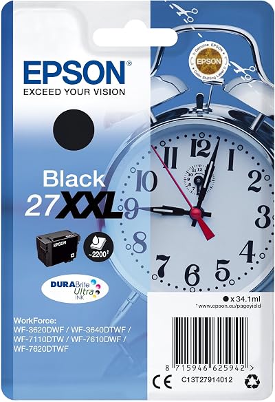 Epson 27XXL Black Alarm Clock Ultra Ink Cartridge DuraBrite High Yield