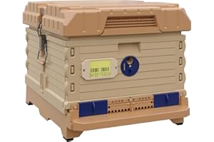 Apimaye Ergo Insulated 10 Frame Bee Hive Set [NO Frames Included] (Single Hive, Tan Body Blue Entrance)