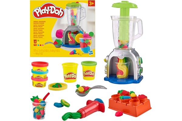 Play-Doh Swirlin' Smoothies Toy Blender Playset, Play Kitchen Appliances, Kids Arts and Crafts Toys for 3 Year Old Girls and