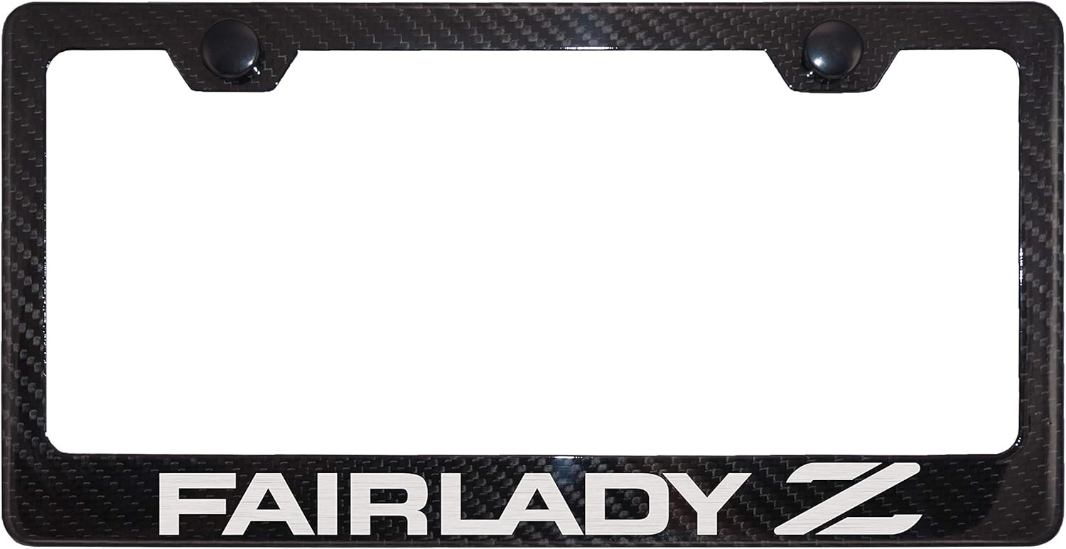 Fairlady Z Carbon Fiber License Plate Frame with Cap fit Nissan 370Z, 350Z, 300ZX