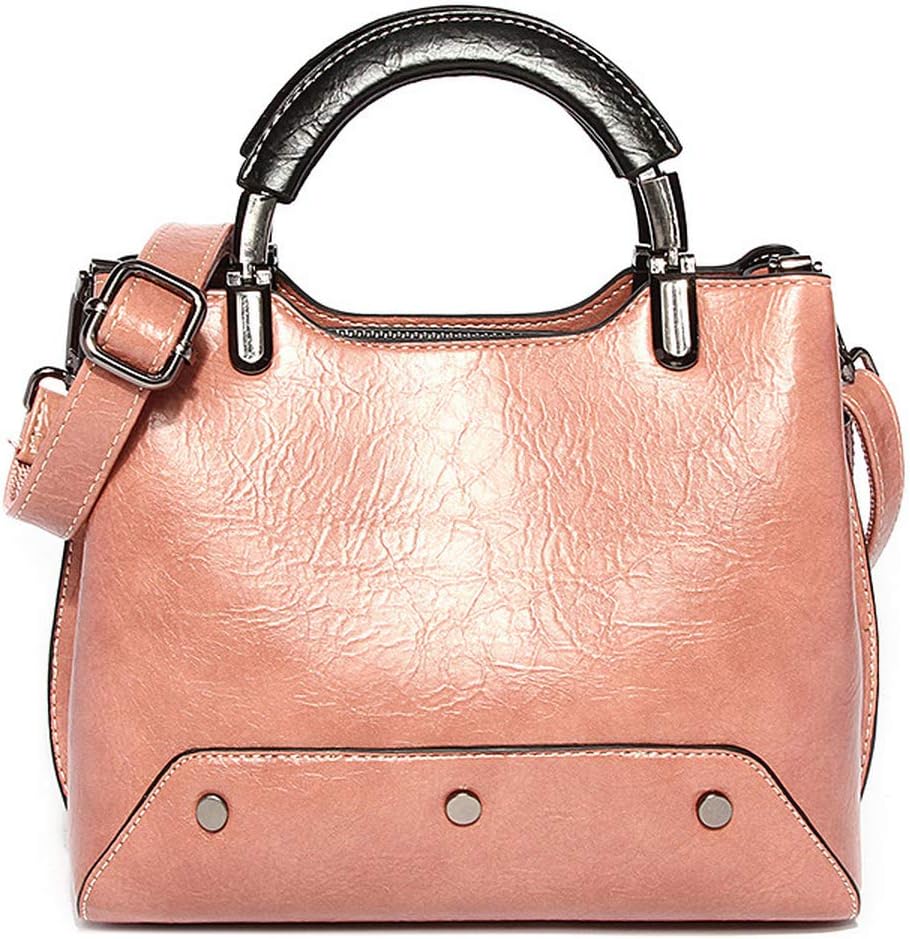 Pink Totes Hand Bag Female Rivet Trunk Crossbody Shoulder Bag Women Leather Handbags Ladies,Pink