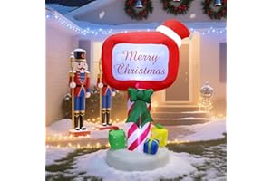 Juegoal Christmas Inflatables Decorations Outdoor, 6FT Inflatable Xmas Mailbox with Built-in LED Lights, Lighted Blow Up Letters to Santa Mail Box, for Holiday Winter Lawn Yard Garden Decor