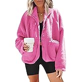 Nirovien Womens Fuzzy Fleece Jacket Button Down Sherpa Coats Casual Winter Warm Outwear with Pockets