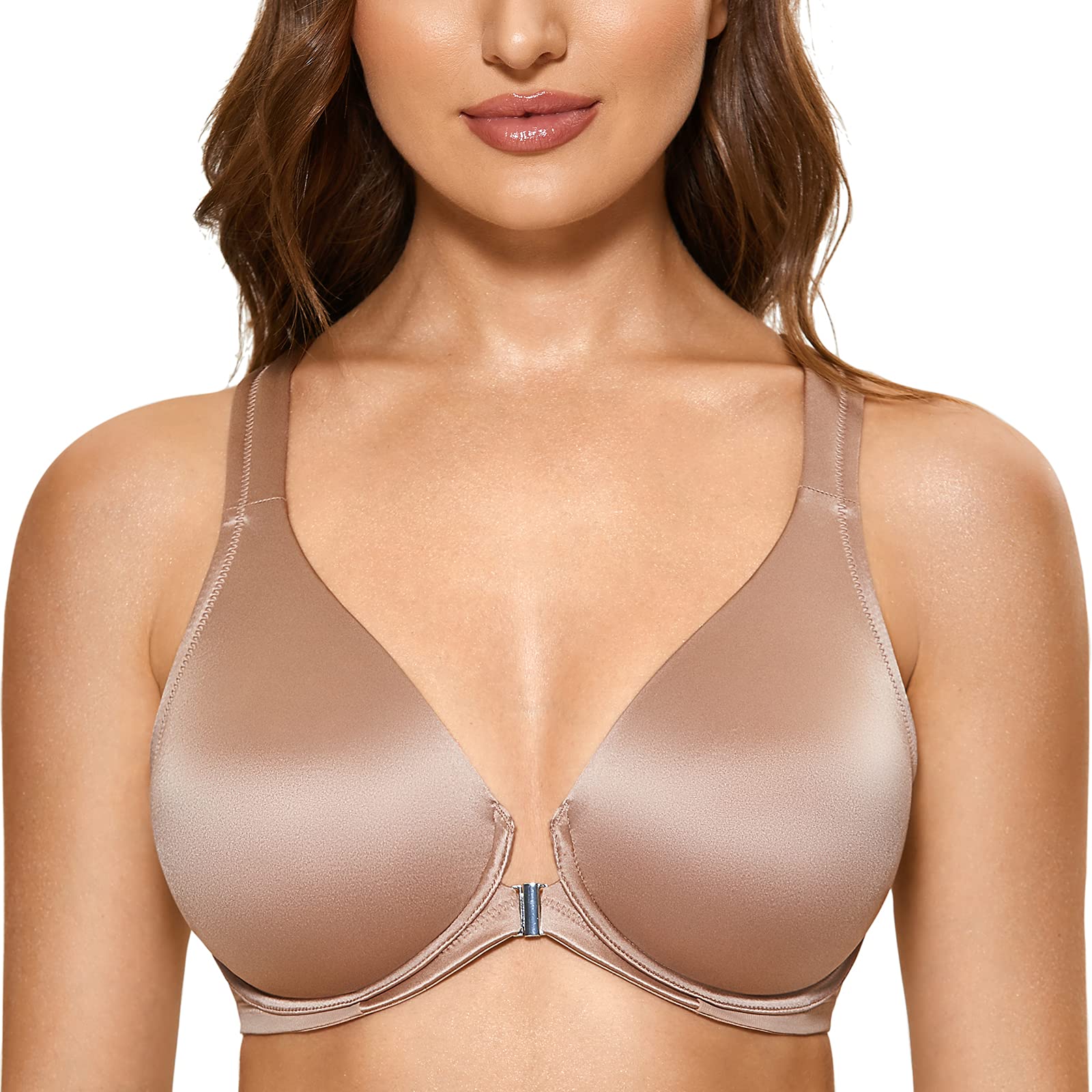DELIMIRA Women's Front Closure Racerback Bras Plus