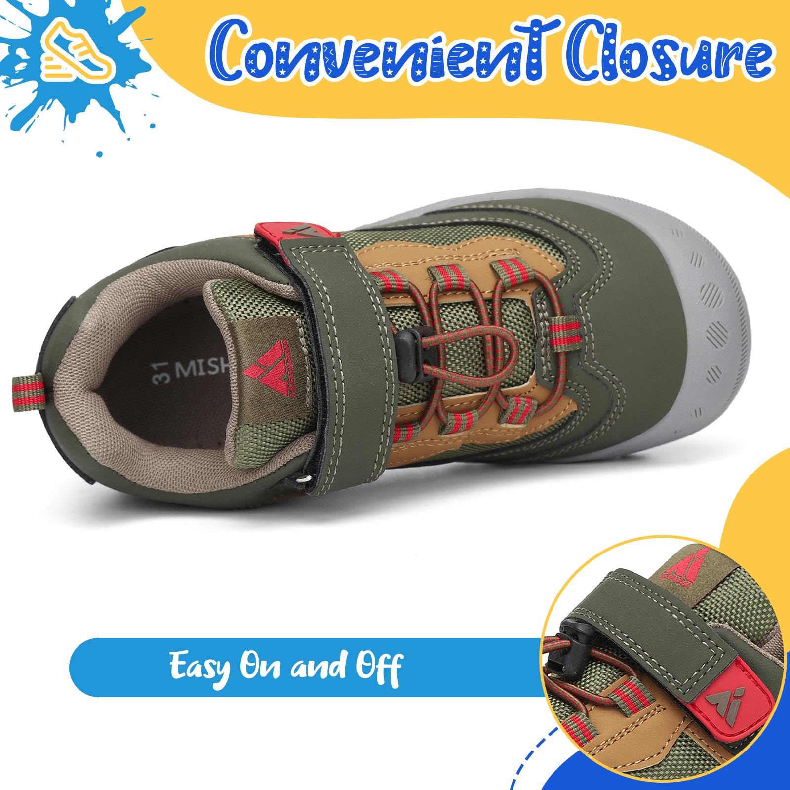 Mishansha Outdoor Wanderschuhe Kinder Trekkingschuhe Jungen Bequem Atmungsaktiv Sportschuhe, Grün 32 EU 3