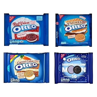 Pack de vari&eacute;t&eacute;s Oreo Cookies de 4 sacs - Smores, Marshmallow Moon, Carrot Cake, Red Velvet