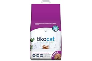 ökocat Less Mess Low Tracking Wood Clumping Cat Litter Mini- Pellets, Unscented, 21.5 pounds - Natural Ingredients, Stops Odor, Clumps Solid, 99% Dust Free, Great for Long-Hair Breeds