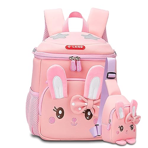 kvcezxu Kids Backpack Cute Bunny School bag and Shoulder Bag 2Pcs