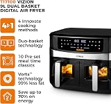 Tower T17100 Vortx Vizion 9L Double Basket Air Fryer Black view 2