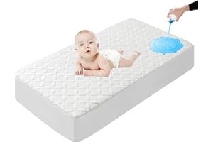 Lunsing Waterproof Crib Mattress Protector, Soft Breathable and Noiseless Baby Mattress Pad Cover with 4-13 in Deep Pockets