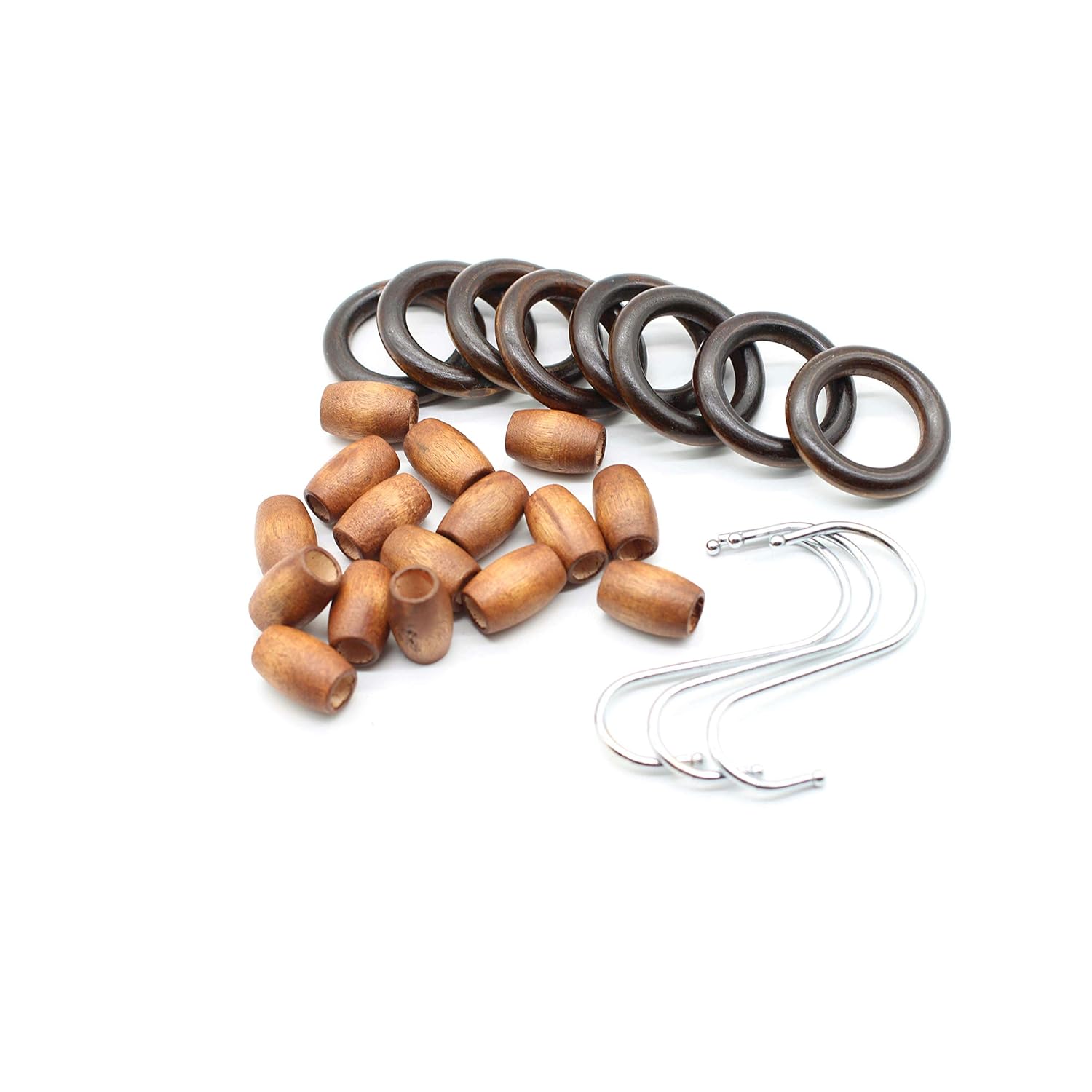 10 Holzringe (55 mm Durchmesser), 20 runde Holzperlen mit großem Loch