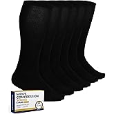 Pembrook Light Compression Socks for Men - 6 Pairs | 8-15 mmHg Graduated Compression Socks for Men 9-12 | Support Socks