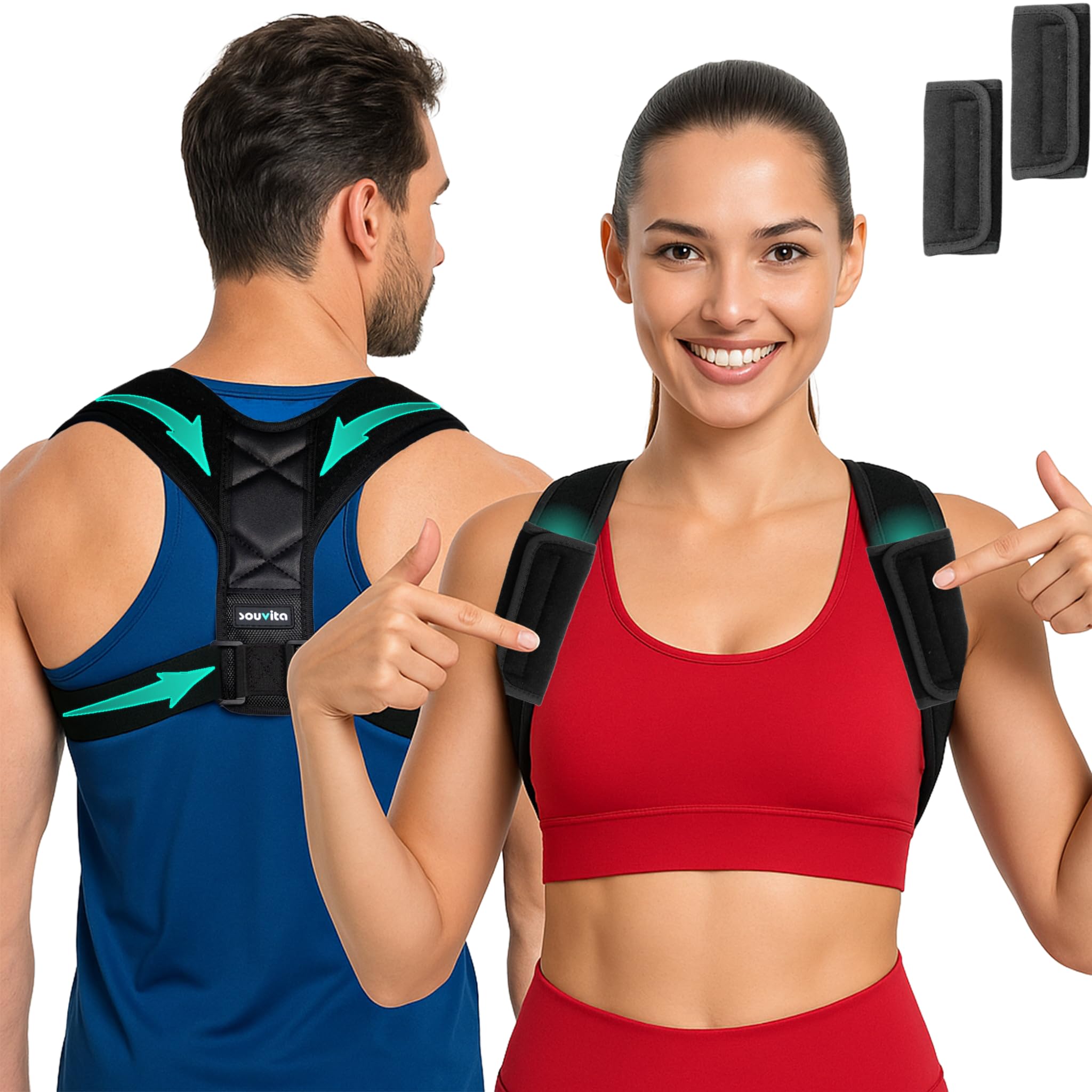 Photo 1 of 1 PC SIZE SMALL* SOUVITA Posture Corrector for Women & Men - Fully Adjustable Back Brace Posture Corrector for Men & Women - Shoulder Brace - Back Straightener - Shoulder Support - Neck, Upper and Mid Spine Support