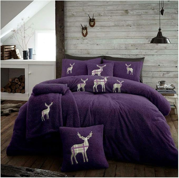 Lions Teddy Fleece Duvet Cover with Pillowcase Fluffy Warm Soft Thermal