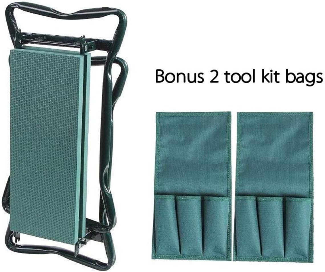 Ohuhu Garden Kneeler and Seat with 2 Tool Pouches, 2-in-1 Foldable Garden Bench Garden Stools, Portable Garden Kneeling Pad: Garden & Outdoor