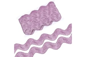 CABODYALS 10 Yards 1.57 Inch/ 40mm Pink Ric Rac Trim Ribbon Rick Rack Trim Wide Wave Christmas Glitter Metallic Bending Fringe Lace Edging Ribbon for Sewing Making Craft Flower Home Party Decor Supply