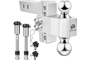 METOWARE Adjustable Trailer Hitch - Aluminum Tow Hitch Fits 2-Inch Receiver - Heavy Duty Drop Hitch with 4-Inch Drop/Rise for Truck (14,000 LBS GTW), Double Stainless Steel Locks & Hitch Pin