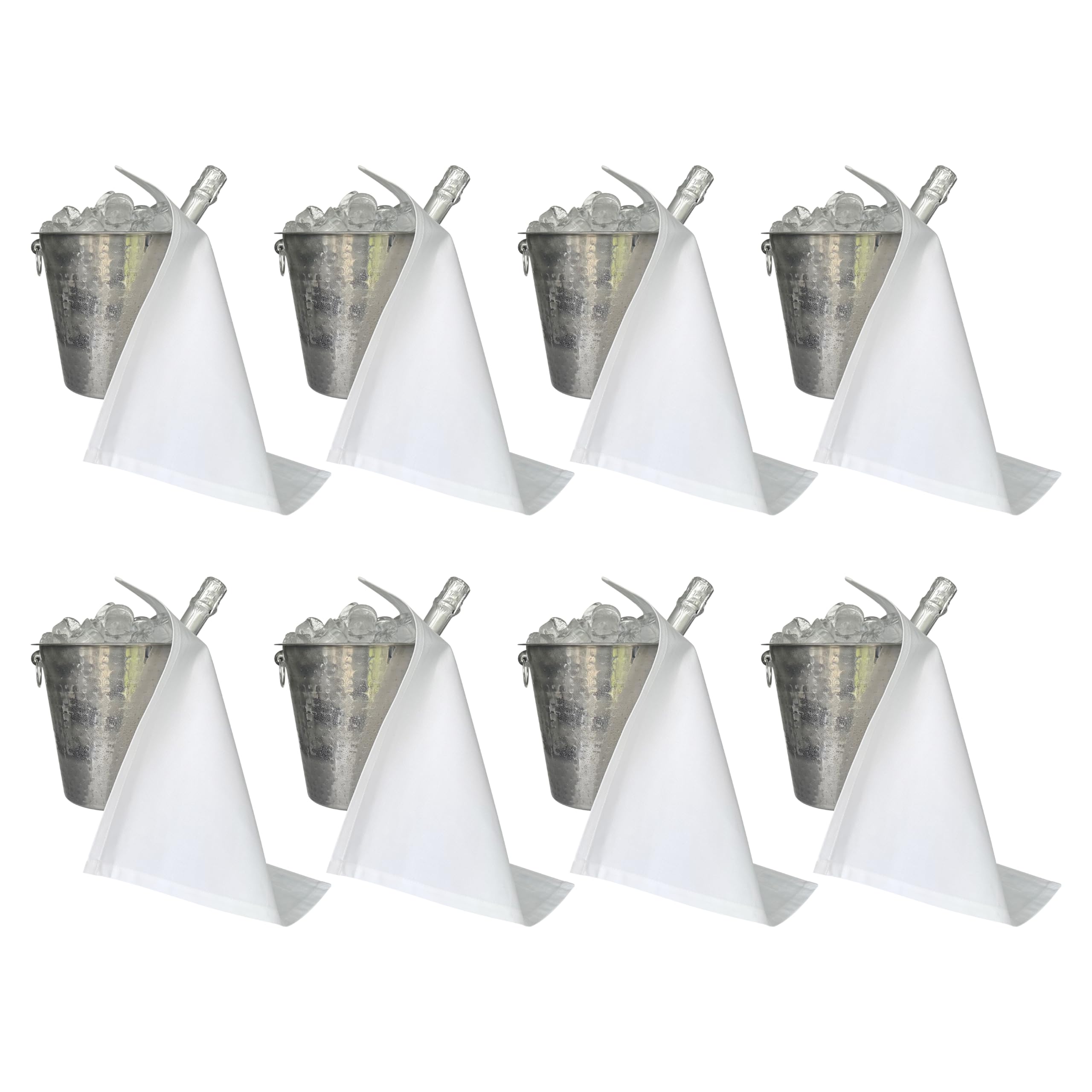 BottleCloths - Original Collection, Bottle Cloths for Ice Buckets, Cotton, 42 cm, Corner Hole, Stitched Circle (White, Pack of 8)