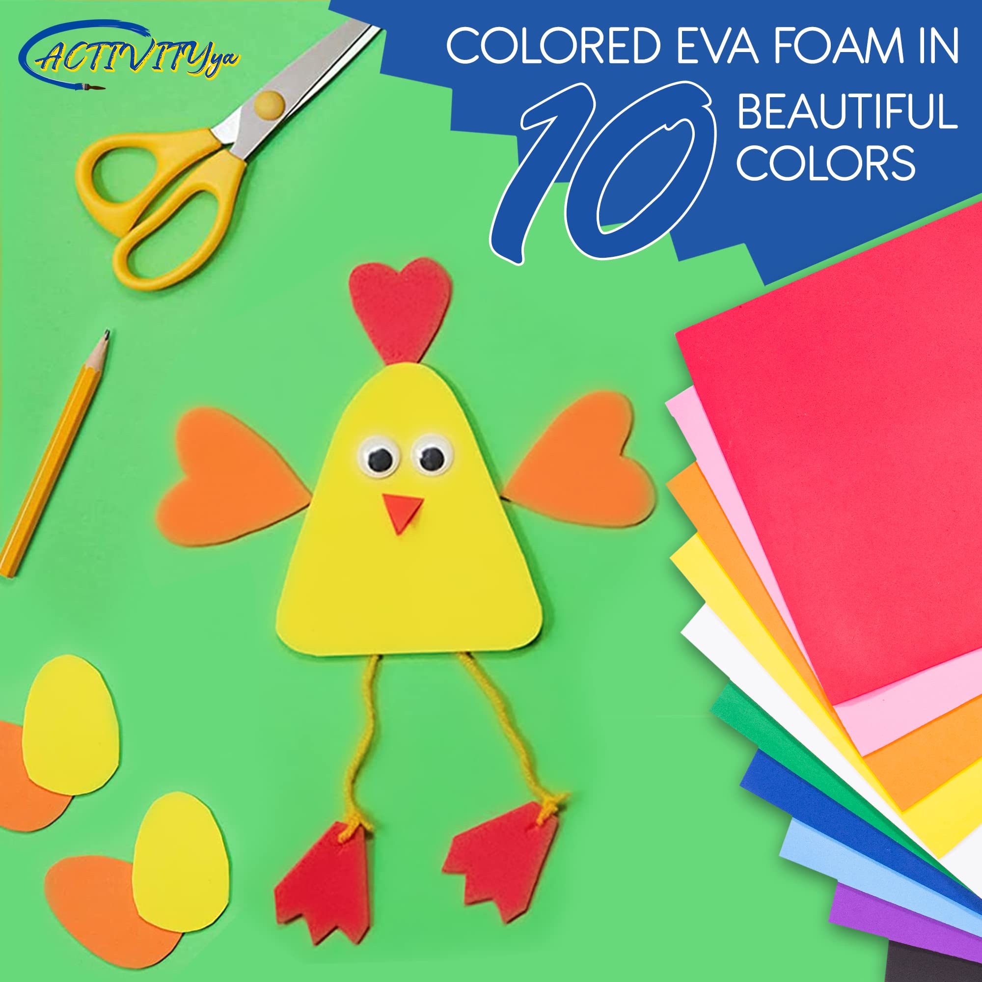 Light Green EVA Foam Sheets, 9 x 12 Inch, 2mm Thick Handicraft Foam Paper for Arts and Crafts, by ACTIVITYya - 10 Sheets