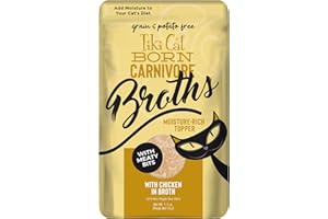 TIKI PETS Tiki Cat Born Carnivore Broths, Chicken Recipe, Hydration and Flavor Supplement Cat Food Topper, 1.3 oz. Pouch (12 Count)