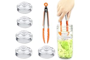 Artcome 5-Pack Glass Fermentation Weights with Easy Grip Handle and Unique Texture Design for Large Wide Mouth Mason Jars