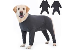 Yeapeeto Dog Onesie Surgery Recovery Suit for Large Medium Bodysuit Dogs Pajamas PJS Full Body for Shedding, Prevent Licking, Wound Protection, Cone Alternative(5XL,Dark Grey)