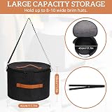 Ohiyoo Large Foldable Felt Hat Box with Lid, Handles, Shoulder Strap - Dark Grey view 3