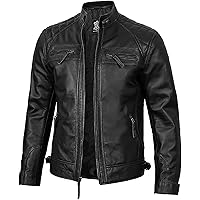 fjackets Real Lambskin Leather Jackets — Moto Quilted Cafe Racer