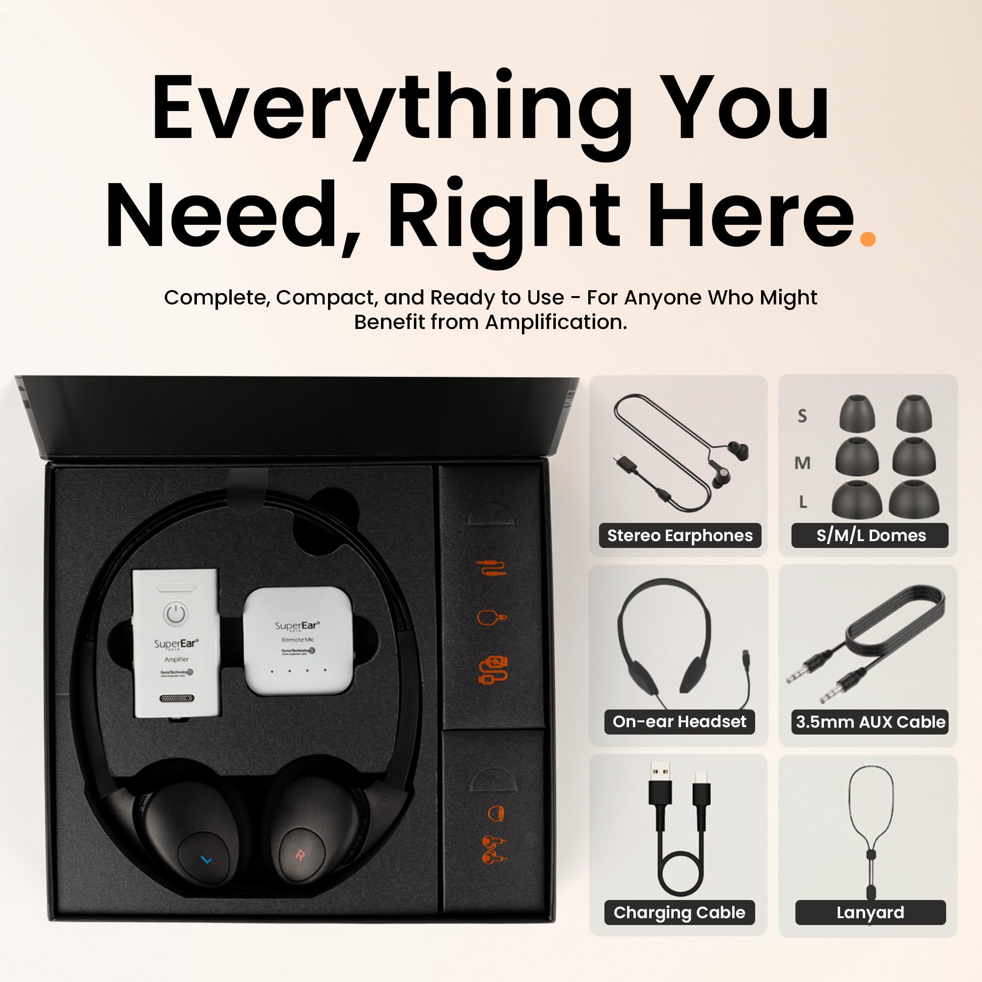 SuperEar NEW Model SE10 for Seniors - Hearing Amplifiers for Seniors Long Range Listening Device Sound Amplifier Listening Device Noise Cancelling - Remote Microphone PSAP TV Audio Accessories