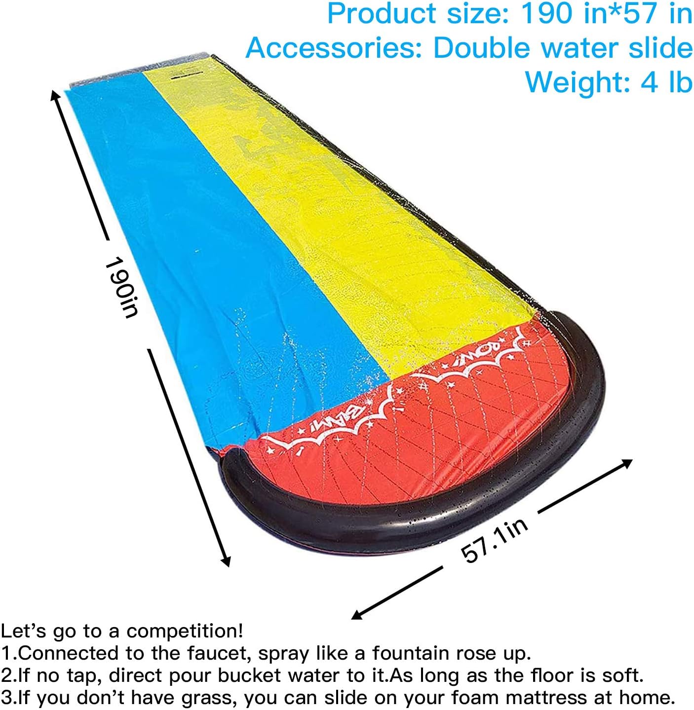 EPROSMIN Water Slides for Kids Backyard - 15.75ft Slip and Slide for Kids Water Slide,Outdoor Water Toys for Kids Slide,Inflatable Water Slide for Big Kids and Adults: Toys & Games
