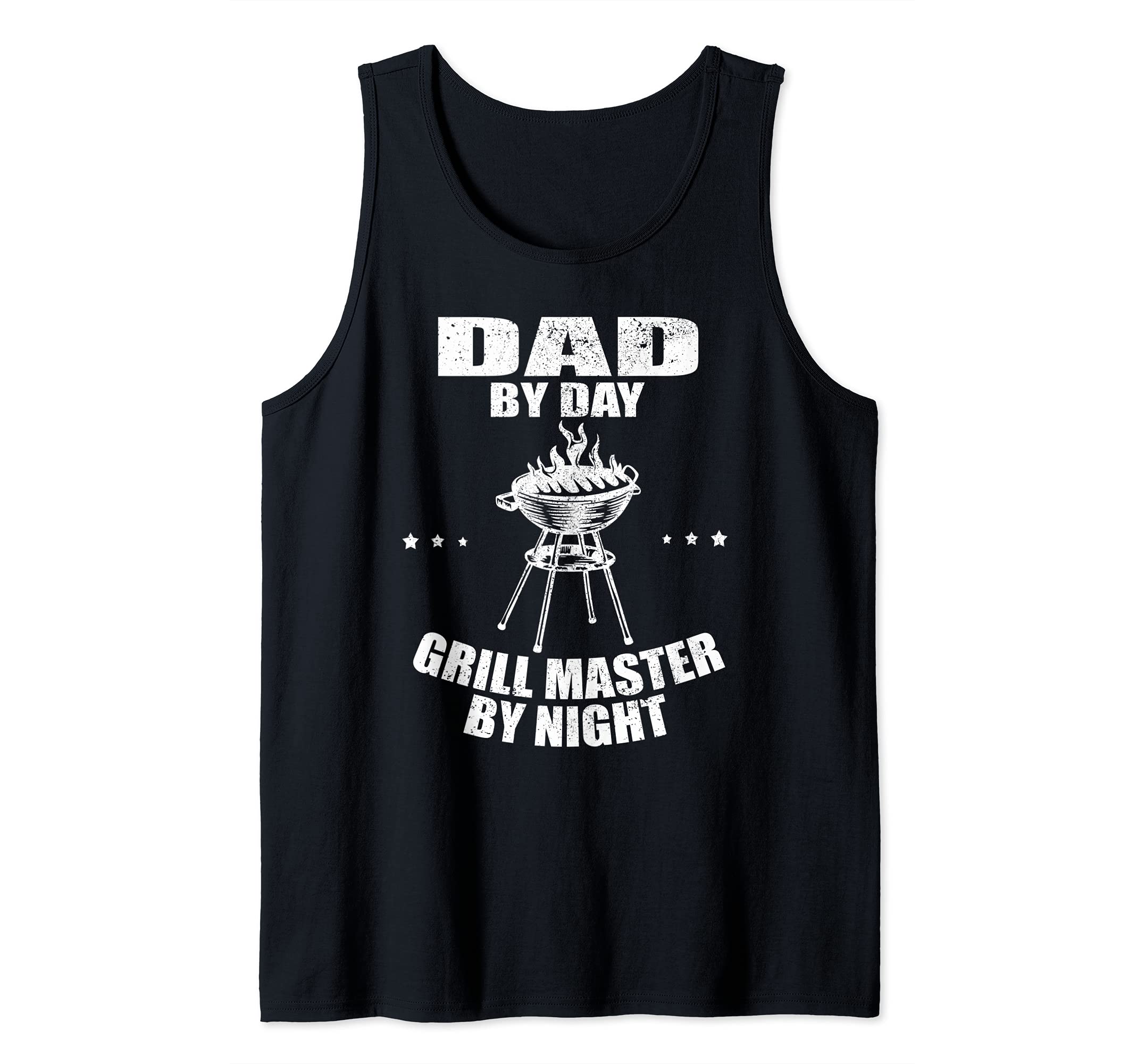 Mens Dad By Day Grill Master By Night Funny Grilling Barbeque BBQ Tank Top