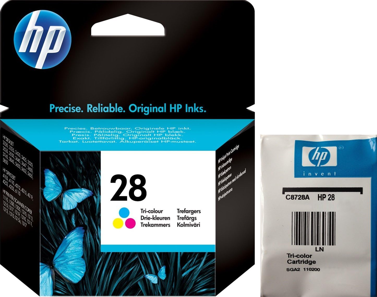 Hp Hewlett Packard Ink Inkjet colour print cartridge No. 28 C8728A in foil packaging Amazon.co