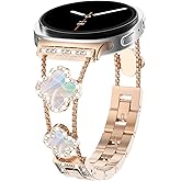 WINGLE for Galaxy Watch 8/8 Classic Band 40/44/46mm Galaxy Watch 7 6 5 4 FE Band 40mm 44mm Samsung Watch 5 Pro Bands 45mm, Women Four Leaf Clover Bling Bands for Watch 6/4 Classic 43mm 47mm 42mm 46mm