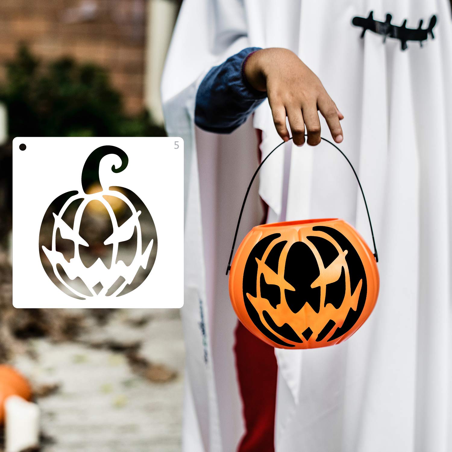 LLGLTEC 9 Pieces Halloween Stencils Template DIY Halloween Designs 7.9\'\'x7.9\'\' Extra Large Reusable Plastic Crafts for Painting on Wood, Paper, Fabric, Glass, Wall Art