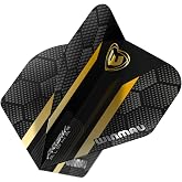 Winmau Prism Alpha Black &amp; Gold Hexagon Extra Thick Dart Flights - 1 Set per Pack (3 Flights in Total)