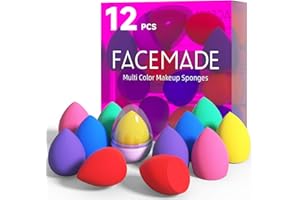 FACEMADE 12 PCS Makeup Sponge Set and 1 Sponge Holder, Makeup Sponges for Foundation, Beauty Sponge Set with Basic Colors, Face Sponges for Liquid, Cream and Powder