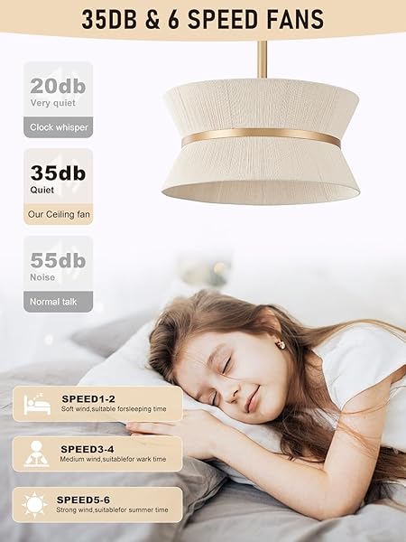 WONGU BOHO FANDELIER CEILING FAN WITH LIGHT AND REMOTE RATTAN CHANDELIER FAN GOLD CAGED CEILING FAN WITH LIGHT FOR BEDROOM, LIVING ROOM NURSERY，FOYER，KITCHEN（6 SPEED, TIMING ADJUSTABLE HEIGHT）