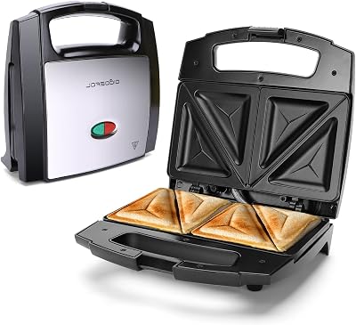 Aigostar 800W Sandwich Toaster 2 Slice Non-Stick Cool Touch Handle Black
