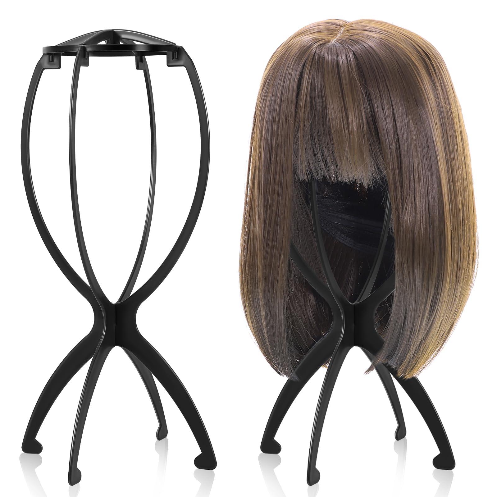 Photo 1 of obeoby Wig Stand, Portable Wig Holder Wig Head Stand for All Wigs Travel Wig Hair Stylist Gifts for Women(black (2 pack))