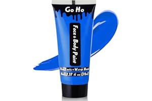 Go Ho Royal Blue Face Body Paint Washable(2.37oz/pc),Water Based Cream Blue Face Paint,Smurf Mystique Avatar Clown Makeup,Blue Body Paint for SFX Cosplay Costumes Festivals Halloween Makeup