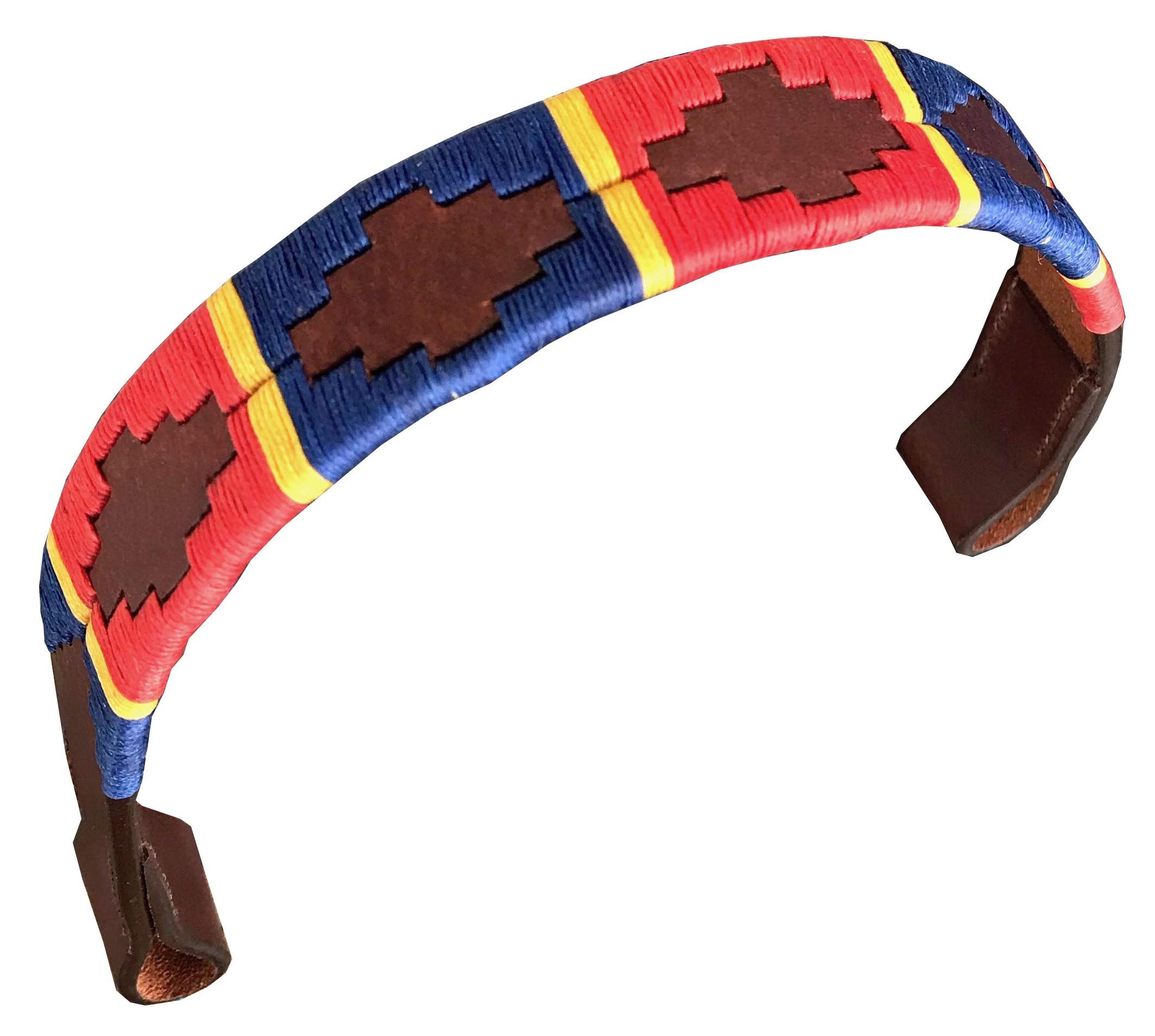 Carlos Diaz Designer Genuine Leather Waxed Embroidered Gaucho Polo Horse Bridle Browband (Cob 15 inches)
