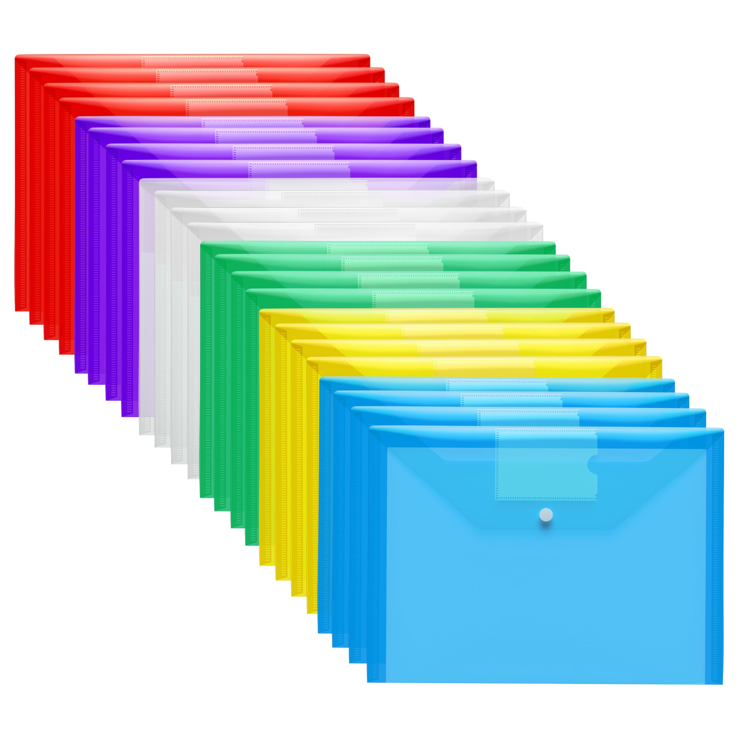 Plastic Wallets - A4 Plastic Folders with Popper Wallet Document Folder 24 Pack