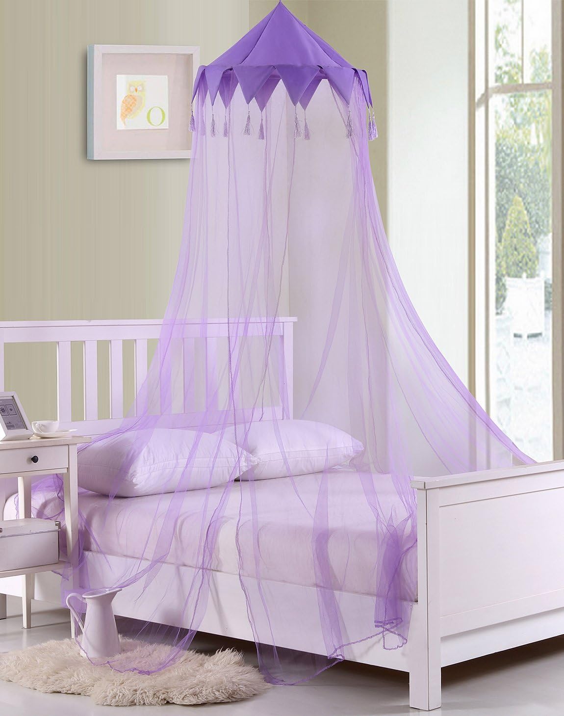 Fantasy Kids Harlequin Collapsible Hoop Sheer Bed Canopy, One Size, Purple
