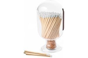 ATZI HATS ZIKANI Glass Match Holder with Striker - Fancy Matches in a Jar Cloche - Decorative Home Decor Gifts - Round Head Bottle - Match Striker Bottle for Cute Matches- Mothers Day Present - Matches Included