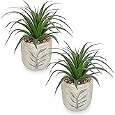 Hollyone 2 Pack Small Artificial Succulents Plants Potted Fake Spiked Succulent Plant in Rustic Pot Mini Faux Plant Agave Aloe Plant Indoor for Office Desk Farmhouse Home Table Shelf Boho Decor