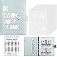 ChillyFar Money Saver Budget Binder Book with Pouches, 100 Envelope Challenge Binder with Numbers, A5 Money Budget Envelopes for Cash Saving $5,050 Blue